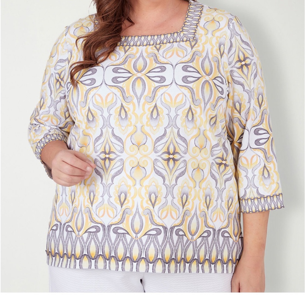 Alfred Dunner Women’s Top -Charleston Collection XXXL-3X three quarter sleeves